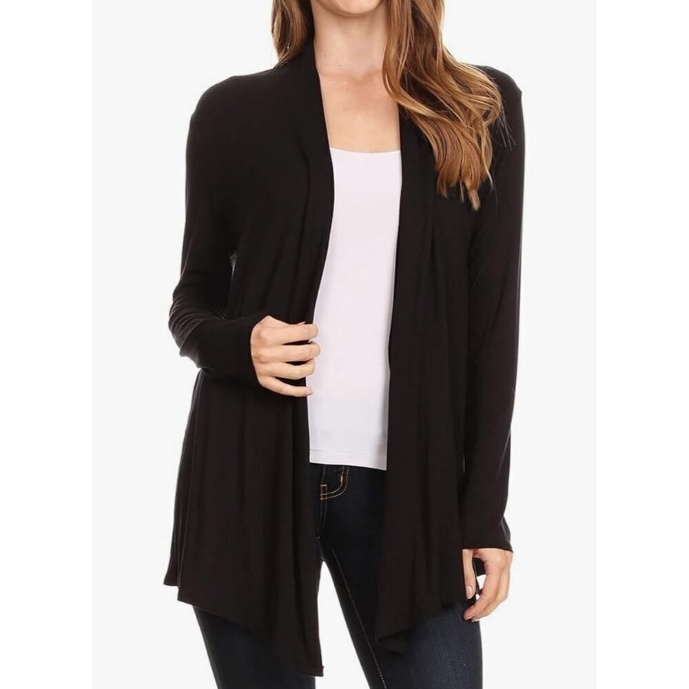 Gilli soft long sleeve open front black cardigan sz M